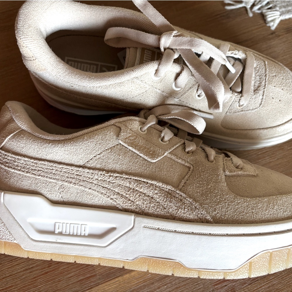 Puma- Beige Suede Sneakers!  Never worn.  8.5